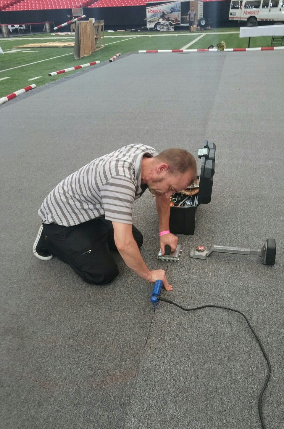 Thats me making two  sixty foot seams on the ten yard line of the Georgia Dome 2016