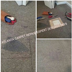 Carpet patch for iron burn in Alpharetta, Ga